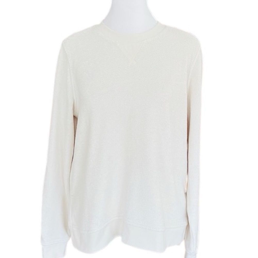 Toad & Co Cashmoore Retro Crew Size Small color called Egret, off white